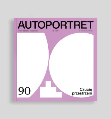 Okładka magazynu Czucie przestrzeni przedstawia geometryczne białe kształty na jasnofioletowym tle z numerem wydania 90 i tytułem w prawym dolnym rogu.