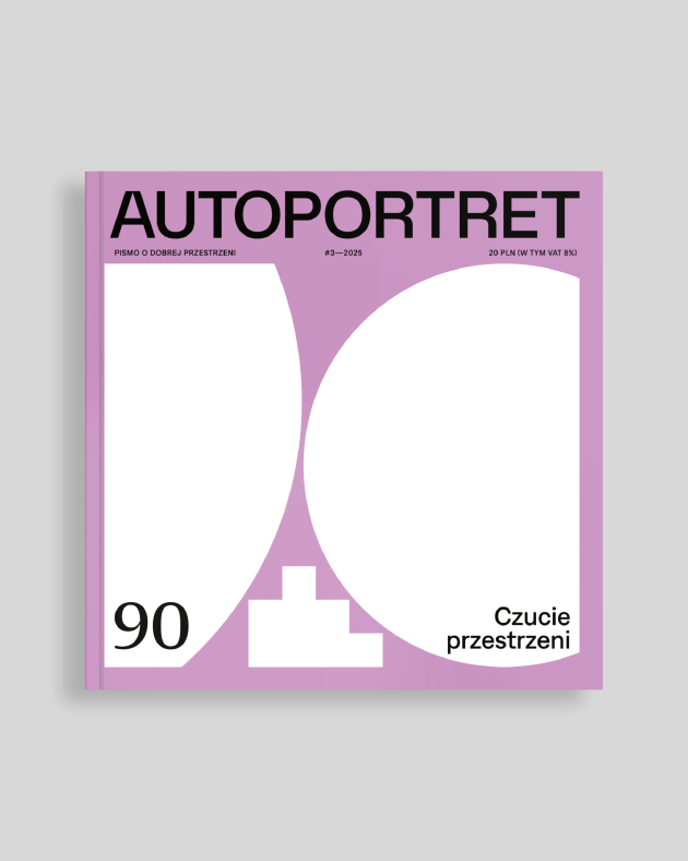 Okładka magazynu Czucie przestrzeni przedstawia geometryczne białe kształty na jasnofioletowym tle z numerem wydania 90 i tytułem w prawym dolnym rogu.