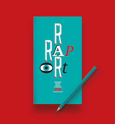 Okładka publikacji z typograficzną ilustracją, okiem zamiast litery O