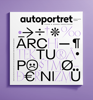 typograficzna okładka z tytułem ARCHITEKTURA POSTMODERNIZMU