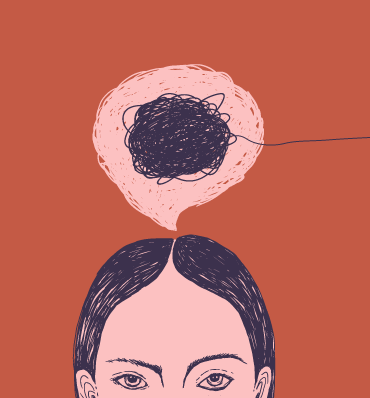 ilustracja obrazująca kłębek w myślach