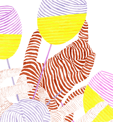 artystyczna ilustracja z dłońmi w paski jak zebra