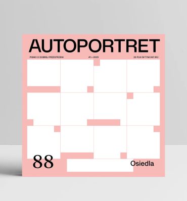 Okładka z minimalistyczną, bladoróżową ilustracją o wyglądzie ułożonych klocków