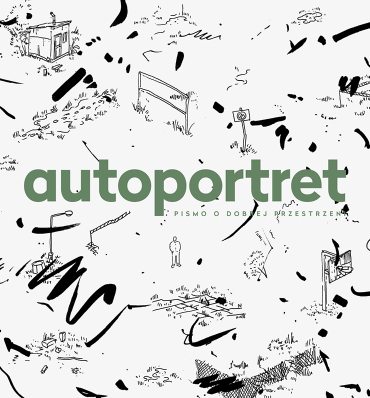 okładka "autoportret - pismo o dobrej przestrzeni" z ciekawą czarnobiałą abstrakcją w tle