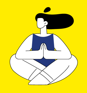 Ilustracja z kobietą w siedzącej pozycji medytacyjnej