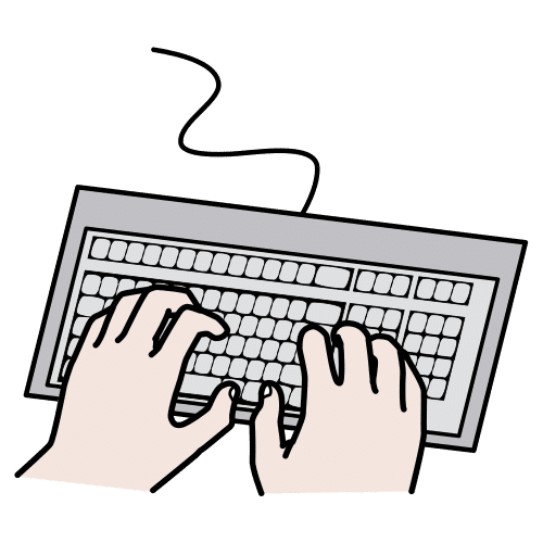 dłonie nad klawiaturą komputerową