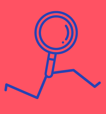 Ilustracja z ikonką biegnącej lupy