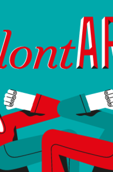 ilustracja z tańczącą parą, nad nimi napis "wolontARIA!"